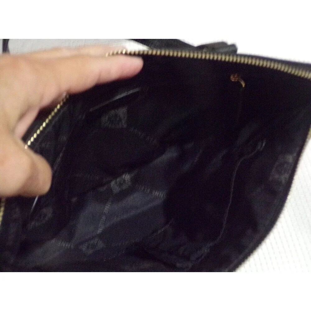 Anne Klein Black Shoulder Bag‎ Adj Strap Cold Accents